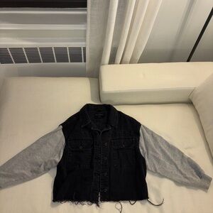 All Saints Black and Gray Varsity Jacket
